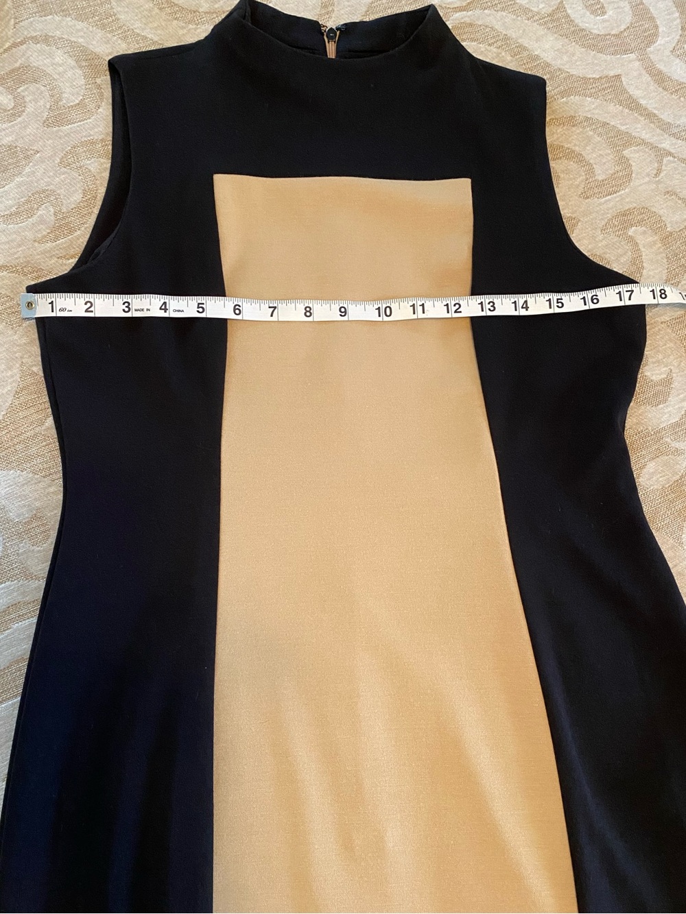 Calvin Klein Size 8 Colorblock Sheath Dress Black Camel Mock Neck NWT - Picture 7 of 13